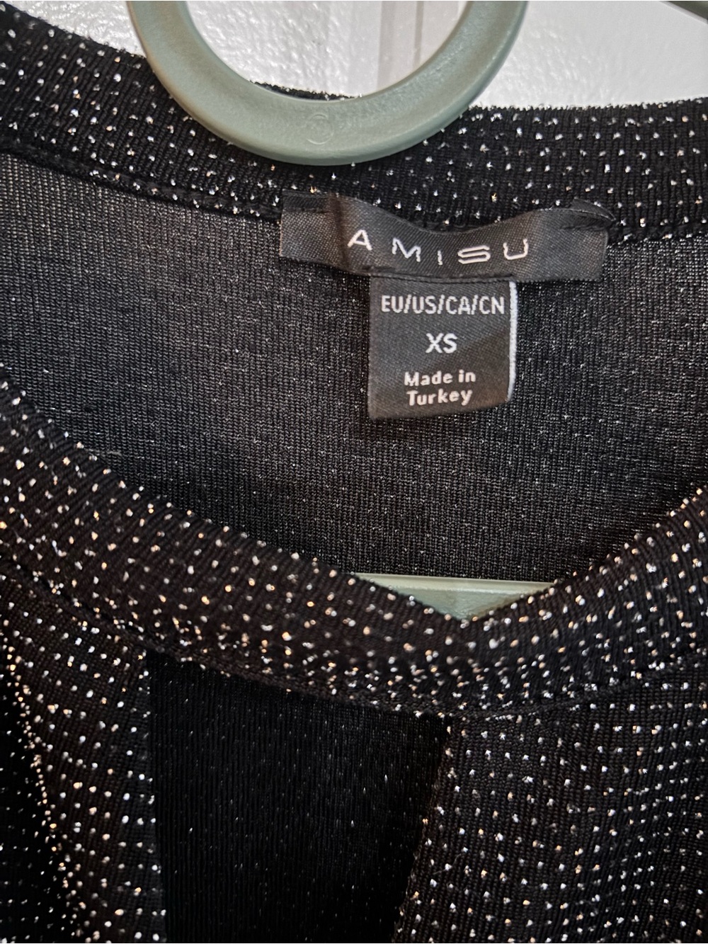 Amisu Black Knit Top with Silver Flecks